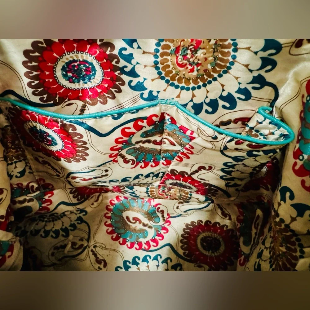 Big Buddha Turquoise Quilted Floral Glam Bag with Gold Chain Accents Luxury - Picture 16 of 16